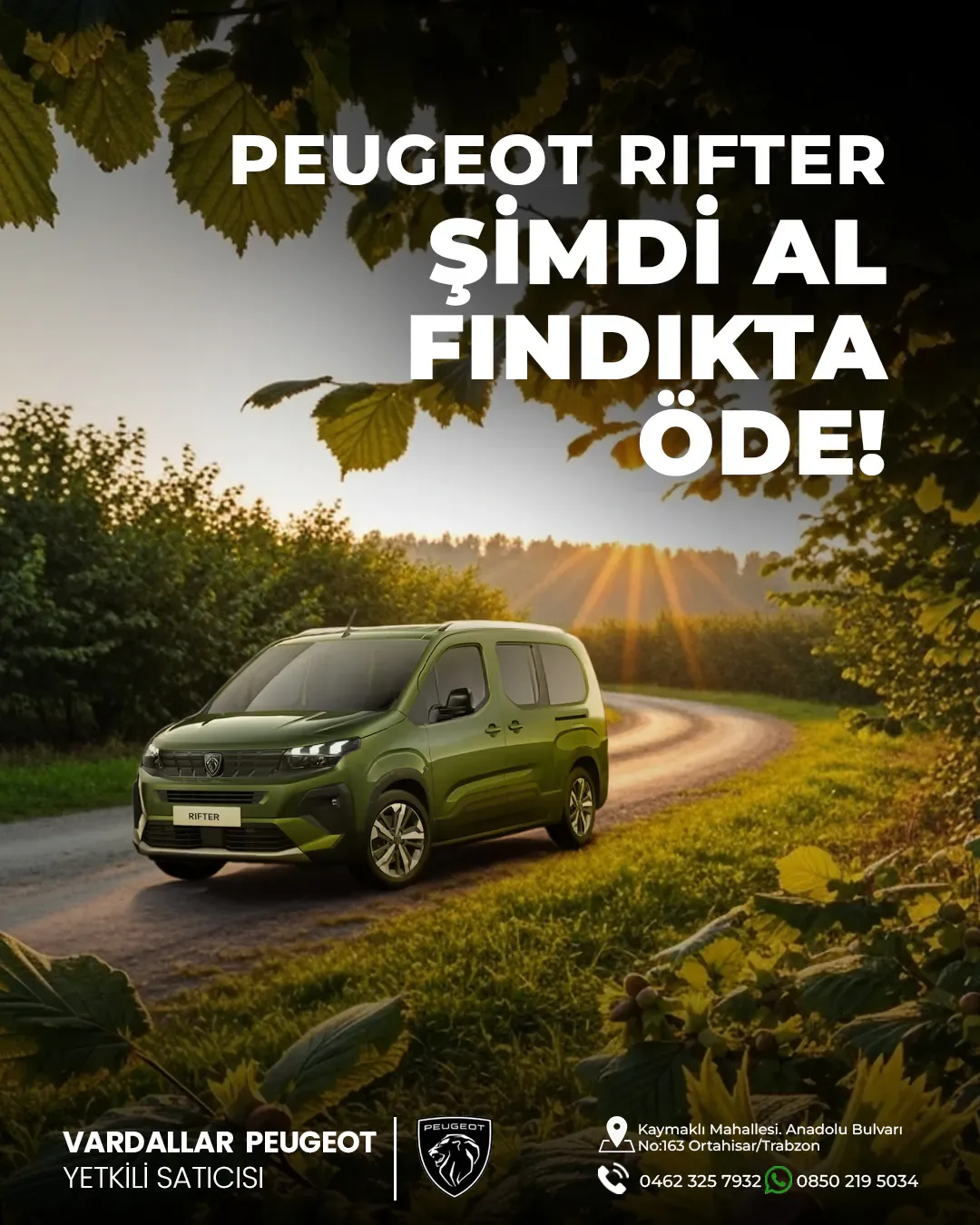 Vardallar Peugeot Rifter Fındıkta Öde sosyal medya referansı (Post)