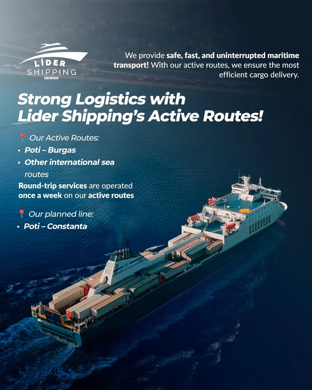 Lider Shipping Georgia sosyal medya referansı (Post)