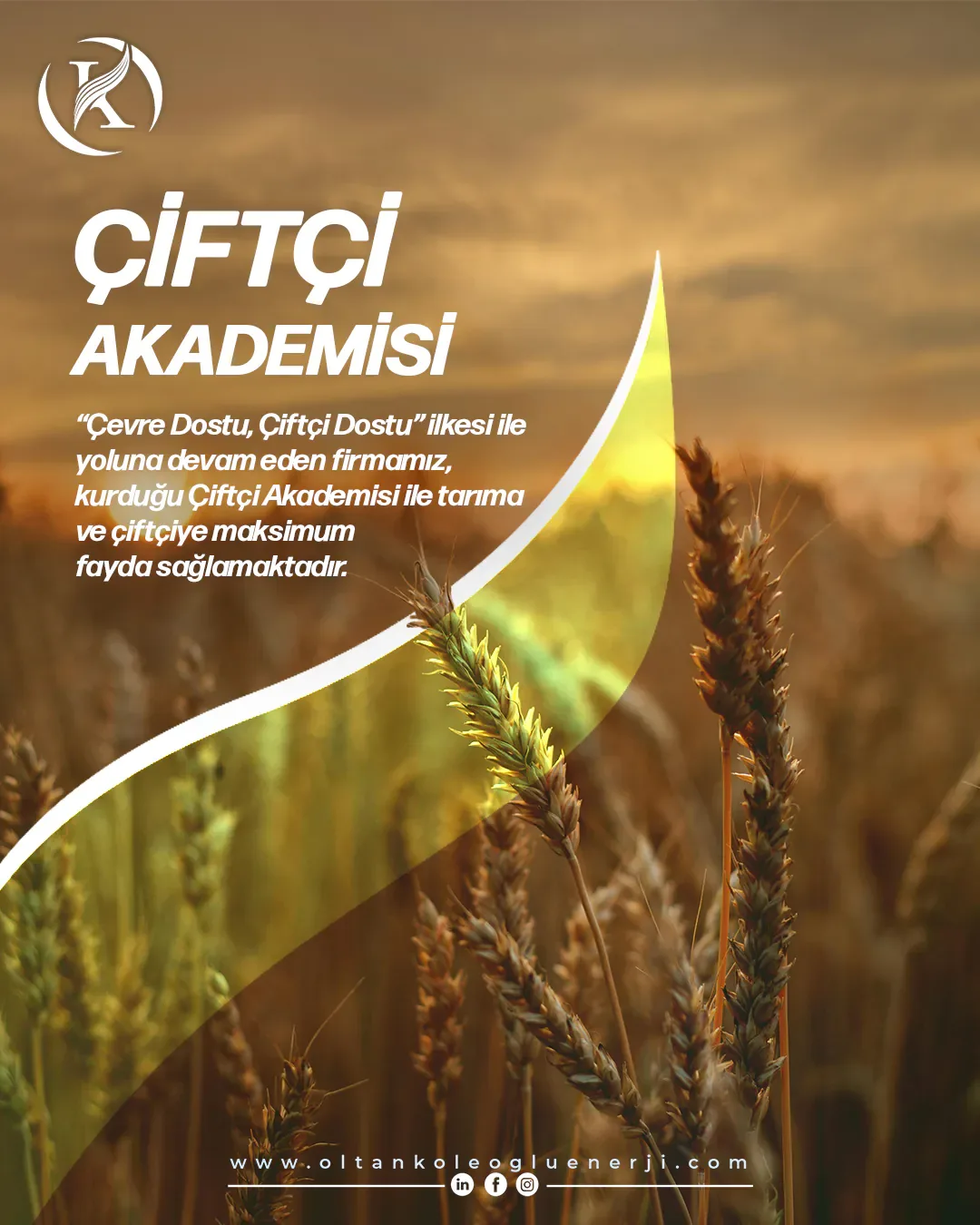 Oltan Köleoğlu Enerji Çiftçi Akademisi sosyal medya referansı (Post)